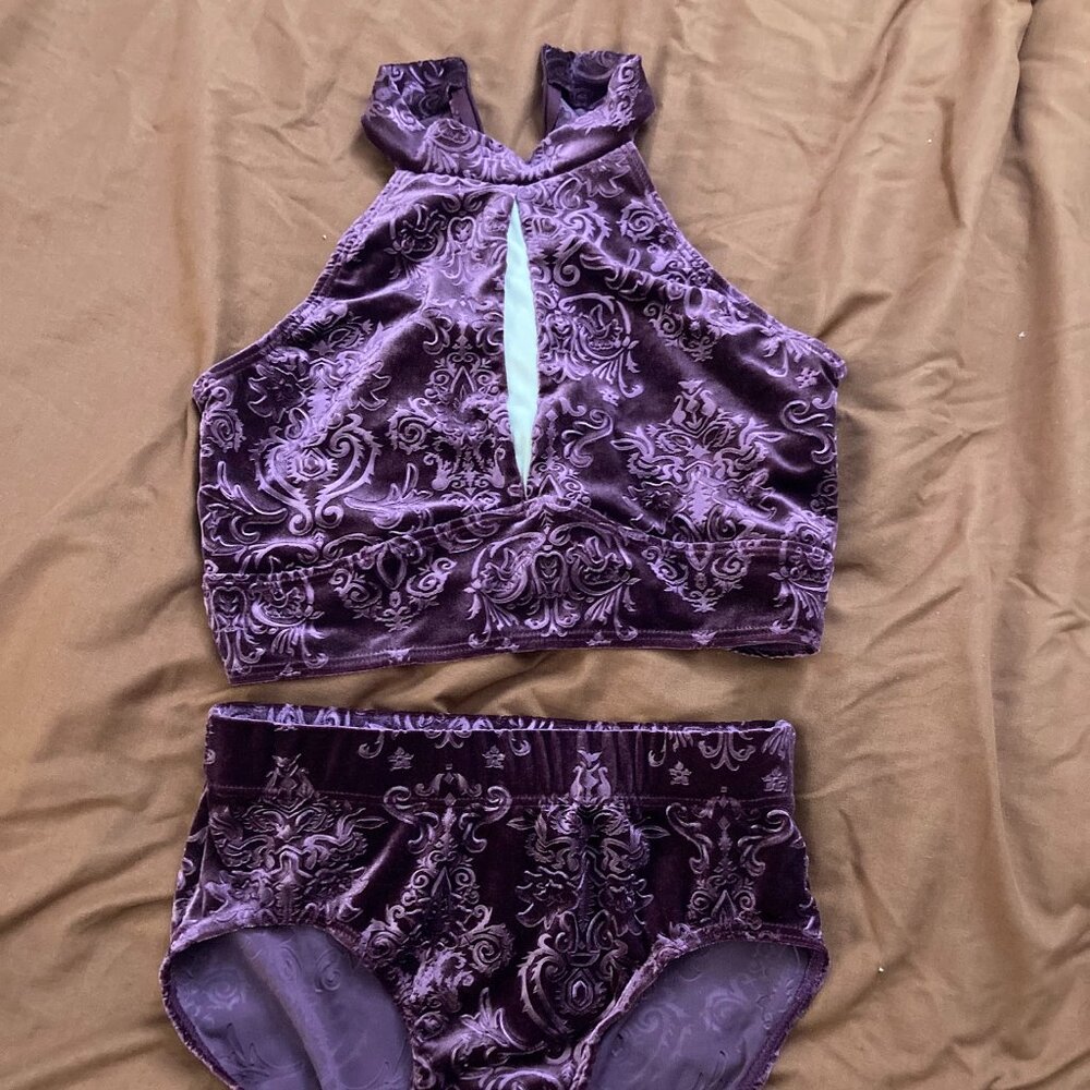 Velvet two piece dance costume or pole costume